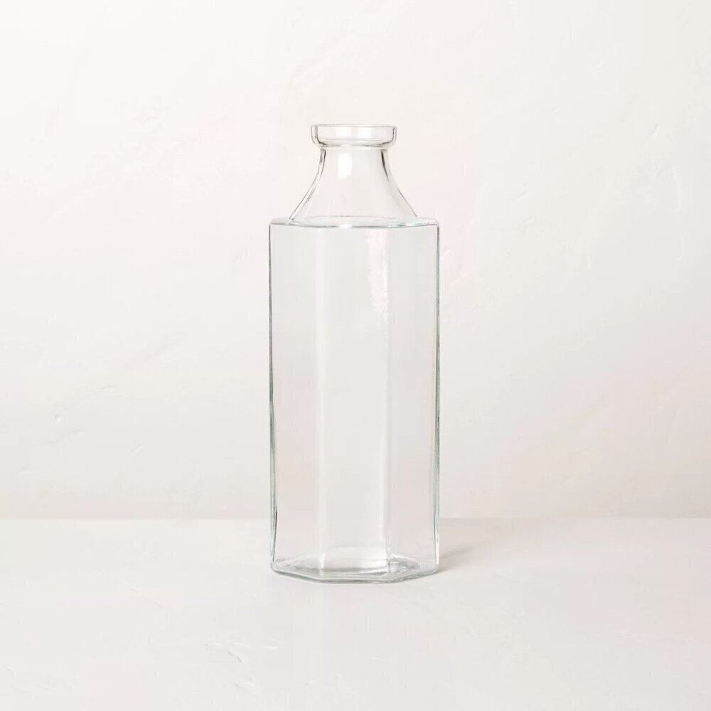 Octagonal Clear Glass Bottle Vase - Large - Hearth & Hand Magnolia, Target